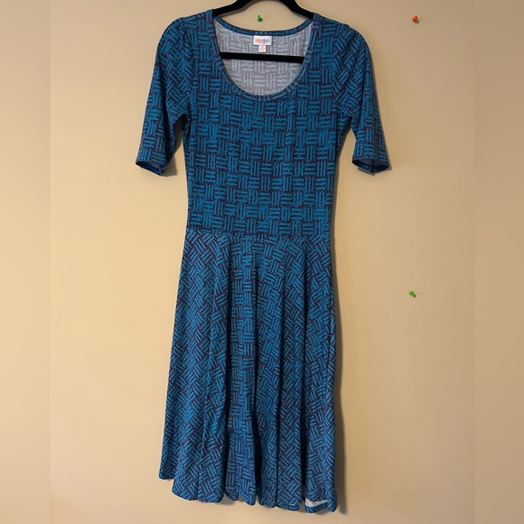 LuLaRoe Blue and Purple Nicole Dress - Picture 1 of 3